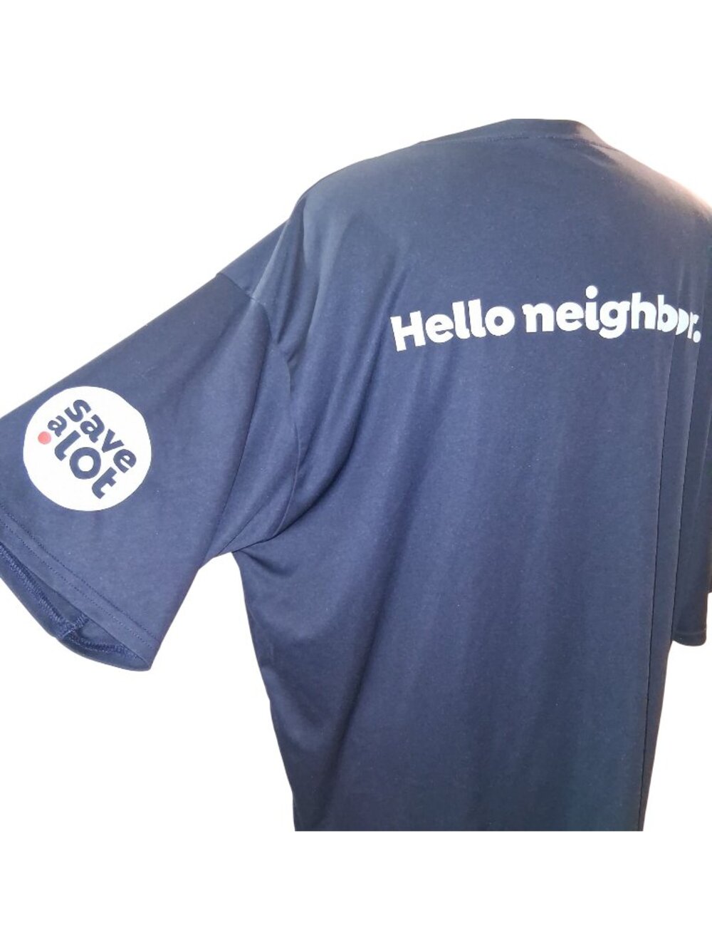 Save A Lot Navy Blue "Hello Neighbor" Graphic T-Shirt Oversized Short Sleeve Uni